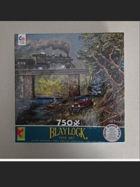 Fine Art 750-Piece Jigsaw Puzzle - Scenic Train (Blue, Green, Brown)